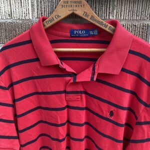 Polo Ralph Lauren‎ Men's 2XL Golf Shirt Red Navy Stripe Short Sleeve